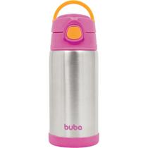 Copo Garrafa Térmica Inox Com Canudo Rosa - Buba