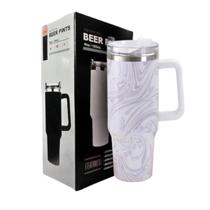 Copo Garrafa Térmico em Mármore Colorido com Canudo 1200 ML