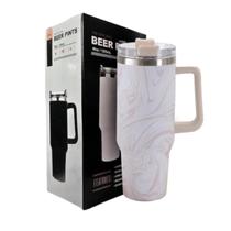 Copo Garrafa Térmico em Mármore Colorido com Canudo 1200 ML