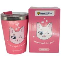 Copo Gente Legal Tem Gato Gata Cat Rosa Térmico Quente Gelado 300ml Com Tampa - Zona Criativa Copo Gente Legal Tem Gato Gata Cat Rosa Térmico Quente Gelado 300ml Com Tampa - Zona Criativa