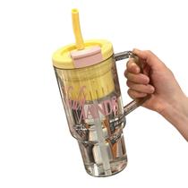 Copo Grande Acrilico 1l Alça Com canudo e Tampa Amarelo Copo Grande Acrilico 1l Alça Com canudo e Tampa Amarelo