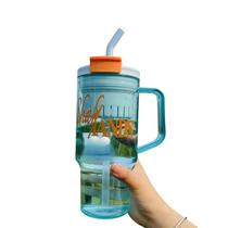 Copo Grande Acrilico 1l Alça Com canudo e Tampa Azul Copo Grande Acrilico 1l Alça Com canudo e Tampa Azul