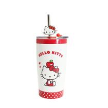 Copo hello kitty com canudo de inox sanrio miniso