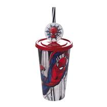 Copo Homem Aranha Com Carinha No Canudo 500ml Copo Homem Aranha Com Carinha No Canudo 500ml