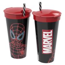 Copo Homem Aranha Spider Man 540 Ml Tampa Com Compartimento