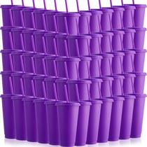 Copo Honeydak 60, pacote com palha e tampa, 700-800 ml, roxo