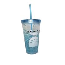 Copo iced térmico de plástico com canudo do totoro azul