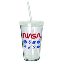 Copo Icons em plastico com canudo e parede dupla 500ml -Nasa