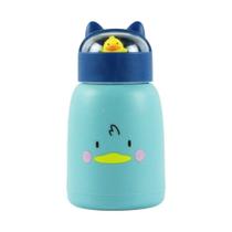 Copo Infantil 350ml Cartoon Interior de Vidro Parede Dupla Isolamento Térmico Azul Copo Infantil 350ml Cartoon Interior de Vidro Parede Dupla Isolamento Térmico Azul