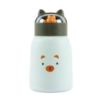 Copo Infantil 350ml Cartoon Interior de Vidro Parede Dupla Isolamento Térmico Branco Copo Infantil 350ml Cartoon Interior de Vidro Parede Dupla Isolamento Térmico Branco