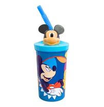 Copo Infantil 3D Mickey Mouse Happy Disney com Tampa e Canudo 360mL Copo Infantil 3D Mickey Mouse Happy Disney com Tampa e Canudo 360mL