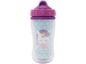 Copo Infantil Antivazamento com Canudo e Tampa - 320ml Buba Animal Fun Unicórnio