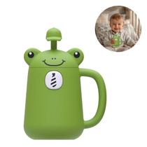 Copo Infantil Bebês Canudo Formato Animais 150ml Antivazamento Alça Silicone Flexível BPA Free