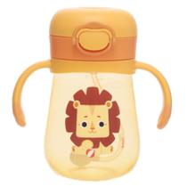 Copo Infantil c Alça e Canudo Evolution Menino Leão 300mL