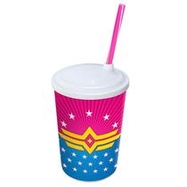 Copo Infantil Canudo Removível Estamp Mulher Maravilha 550Ml