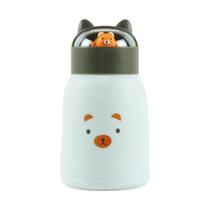 Copo Infantil Cartoon 350ml Interior de Vidro Parede Dupla para Bebidas Quentes e Frias Branco Copo Infantil Cartoon 350ml Interior de Vidro Parede Dupla para Bebidas Quentes e Frias Branco