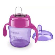 Copo Infantil Com Alça Bico Silicone Avent 200ml Rosa 6m + - Philips Avent