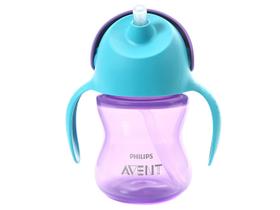 Copo Infantil com Canudo 200ml Philips Avent - SCF796/02 Azul e Roxo Copo Infantil com Canudo 200ml Philips Avent - SCF796/02 Azul e Roxo
