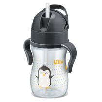 Copo Infantil com Canudo Alças e Tampa Pinguim 240 ml Lillo