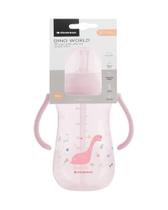 Copo Infantil com Canudo de Silicone Dino World Pink 300ml KikkaBoo