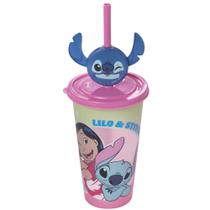 Copo infantil com canudo e pin Refri 500ml Stitch Angel Plasutil ref.17705 Copo infantil com canudo e pin Refri 500ml Stitch Angel Plasutil ref.17705