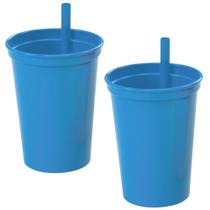 Copo infantil com canudo fixo 300ml Plasutil 2 azul unidades ref. 2581 Copo infantil com canudo fixo 300ml Plasutil 2 azul unidades ref. 2581