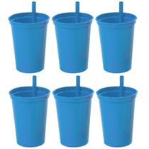 Copo infantil com canudo fixo 300ml Plasutil 6 azul unidades ref. 2581 Copo infantil com canudo fixo 300ml Plasutil 6 azul unidades ref. 2581