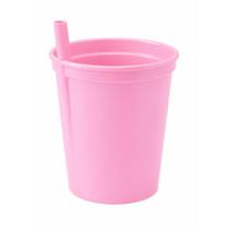 Copo Infantil Com Canudo Fixo Sem Tampa 330ml Plasutil Cores - Copo Infantil Com Canudo Fixo Sem Tampa 330ml Plasutil Cores -