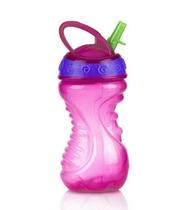 Copo Infantil Com Canudo Rígido Retrátil Rosa 300Ml Nuby