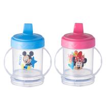Copo infantil com tampa para bebê com bico 250ml mickey ou minnie rosa ou azul