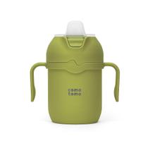 Copo infantil Comotomo 240ml isolado com canudinho verde