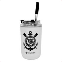Copo Infantil Criança SC Corinthians 300ml Com Canudo e Tampa Presente