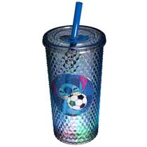 Copo Infantil de led com canudo Stitch 490ml Plasutil ref.18724 Copo Infantil de led com canudo Stitch 490ml Plasutil ref.18724