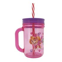 Copo Infantil de Plástico com Tampa e Canudo Happy Girl Patrulha Canina 420Ml - Yangzi Copo Infantil de Plástico com Tampa e Canudo Happy Girl Patrulha Canina 420Ml - Yangzi