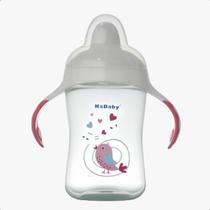 Copo Infantil de Transição com Bico Rígido e Alças 300ml +6 Meses Passaro Rosa Livre de BPA Caneca KaBaby - 1115R - Kavod