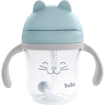Copo Infantil Gatinho 220ml Buba Com Canudo Anticólica Alça Removível e Tampa Retrátil