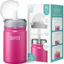 Copo Infantil Mason de Aço Inoxidável com Canudo 470ml Rosa Copo Infantil Mason de Aço Inoxidável com Canudo 470ml Rosa