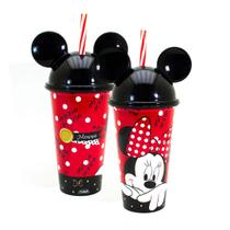Copo Infantil Minnie Vermelha Com Orelha e Canudo 500ml Plasútil Copo Infantil Minnie Vermelha Com Orelha e Canudo 500ml Plasútil