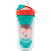 Copo Infantil Parede Dupla Animal Fun 320 Ml com Canudo Macaco Buba