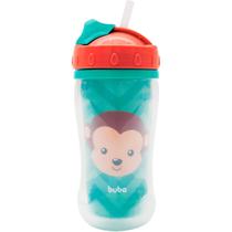 Copo Infantil Parede Dupla e Canudo Macaco 320ml Buba