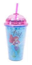 Copo Infantil Pequena Sereia Ariel Rosa E Azul - 450ml