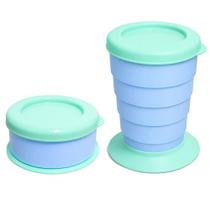 Copo Infantil Portátil de Bolsa Azul para Crianças e Bebês