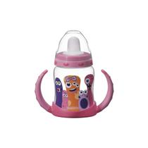Copo infantil tramontina monsterbaby em polipropileno com bico de silicone e alças removíveis rosa 23784140
