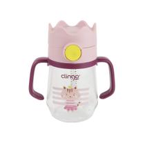 Copo Infantil Tritan Clingo com Alça e Canudo Silicone Milky