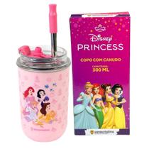 Copo Inox Canudo E Tampa 300Ml Princesas Disney - Zc Copo Inox Canudo E Tampa 300Ml Princesas Disney - Zc