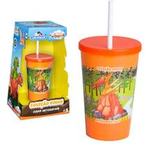 Copo Interativo Pterodáctilo Coleção Dino Com Tampa E Canudo 750ml +5 Anos Adijomar Brinquedos