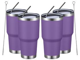 Copo isolado MEWAY 887 ml em aço inoxidável, pacote com 4 unidades, roxo Copo isolado MEWAY 887 ml em aço inoxidável, pacote com 4 unidades, roxo