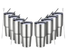 Copo isolado MEWAY 900 ml em aço inoxidável prateado, pacote com 8 Copo isolado MEWAY 900 ml em aço inoxidável prateado, pacote com 8