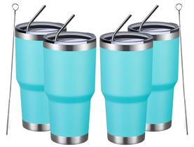 Copo isolado MEWAY 900mL em aço inoxidável, pacote com 4 unidades, azul claro Copo isolado MEWAY 900mL em aço inoxidável, pacote com 4 unidades, azul claro