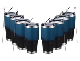 Copo isolado MEWAY 900mL em aço inoxidável, pacote com 8 unidades, azul e preto Copo isolado MEWAY 900mL em aço inoxidável, pacote com 8 unidades, azul e preto